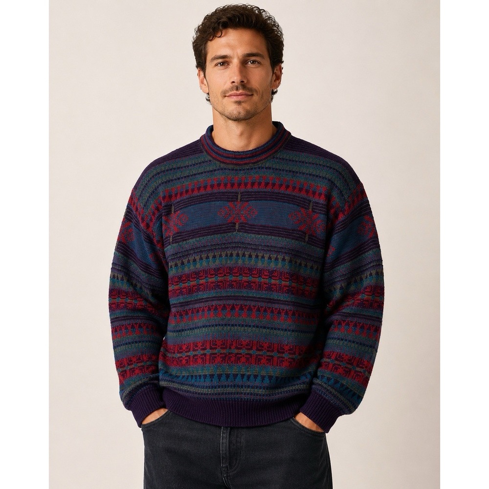 Obermeyer Wool Blend Fair Isle Ski Sweater Vintage Après Ski Gorpcore Mens M